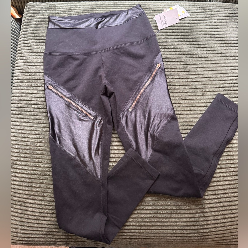 Zella Black Leggings with zipper detail